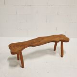 Brutalist solid wood bench, 1950