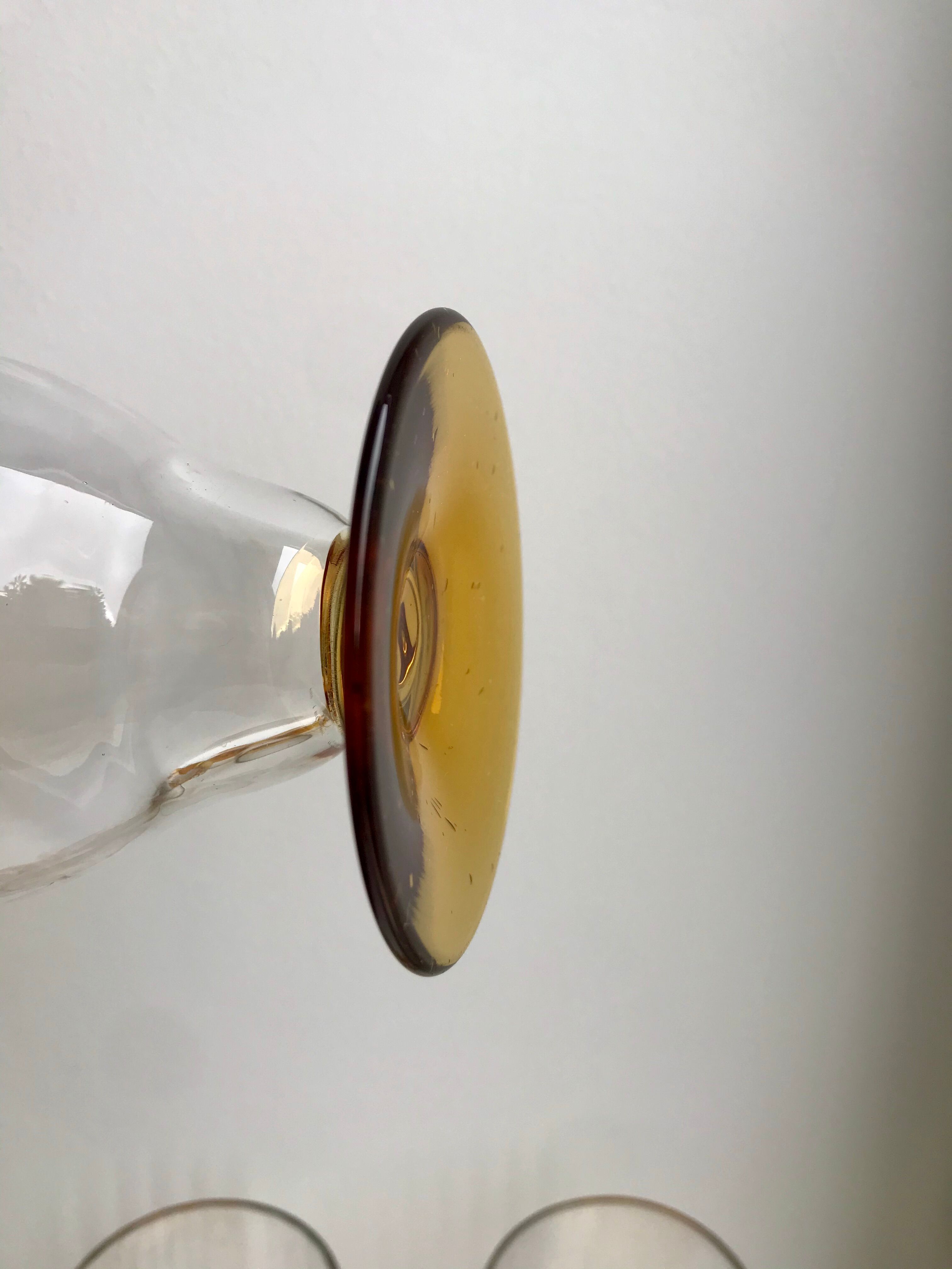 Lot de 6 verres à pieds ambré art déco années 30