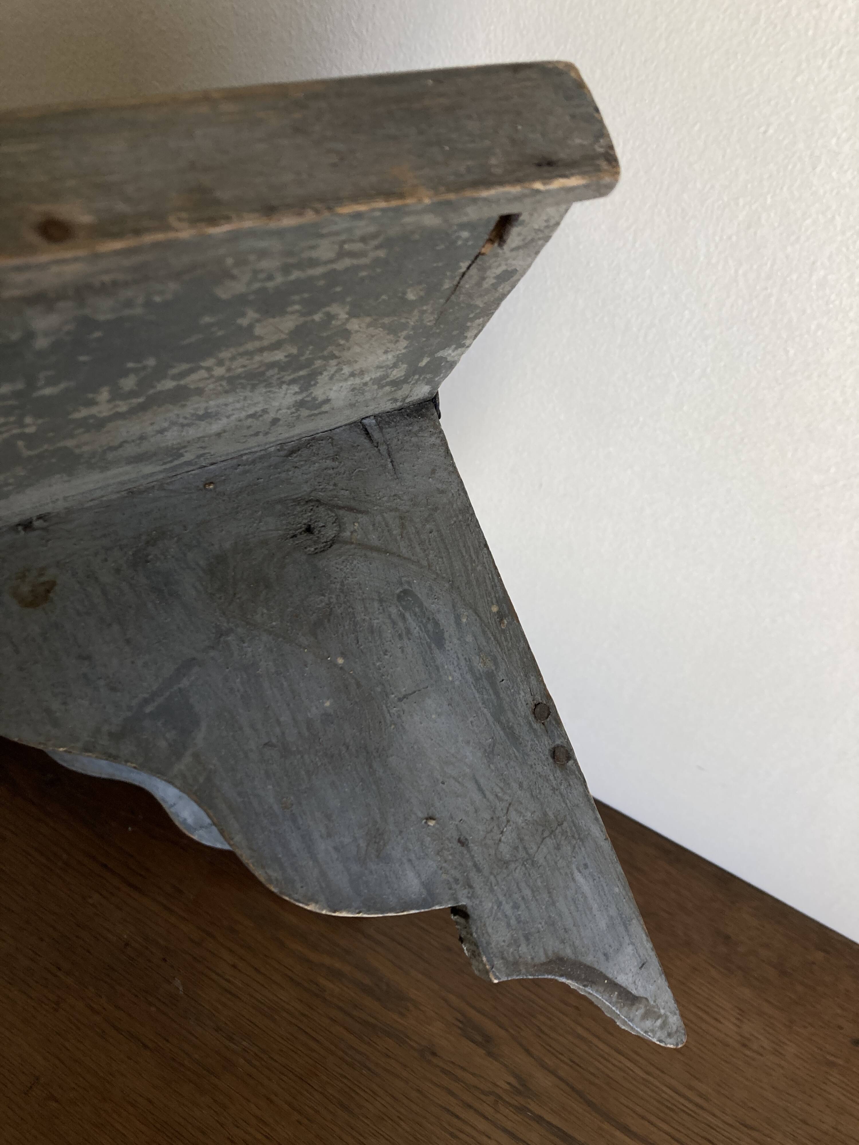 Hudson Farmhouse Folk Art Country Shelf Original Gray Patina