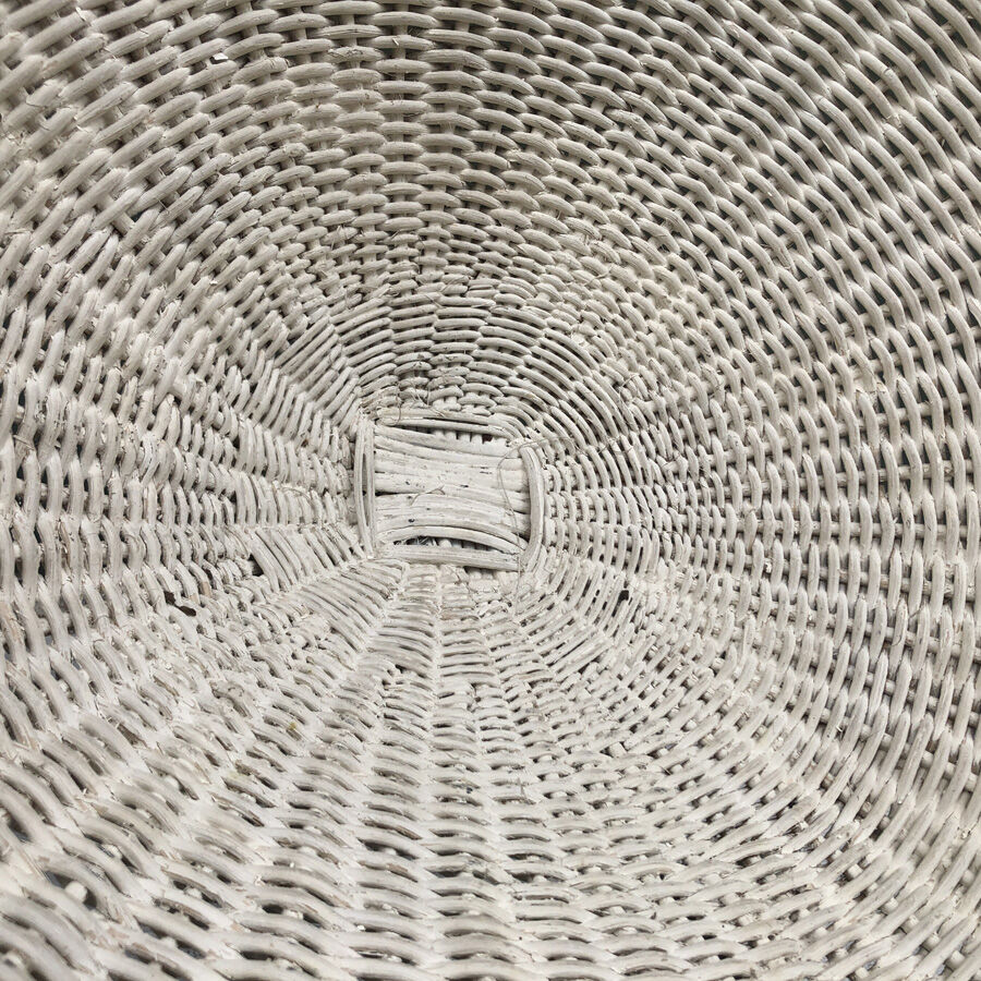 Pair of vintage white rattan armchairs