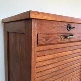 Vintage curtain binder in solid brown oak year 50
