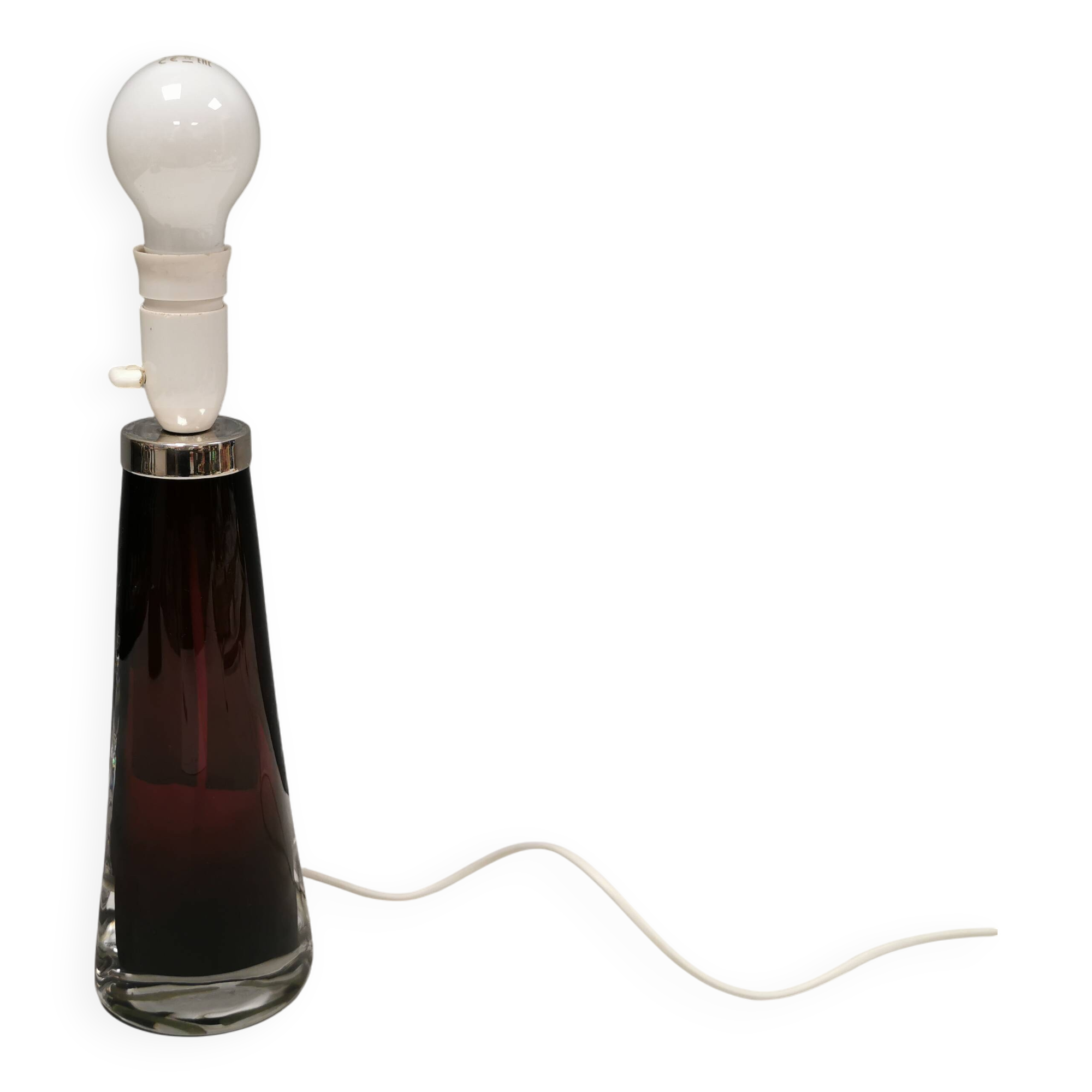 Table lamp by Carl Fagerlund for Orrefors Glassworks Sweden 1960s in translucent and deep red glass.