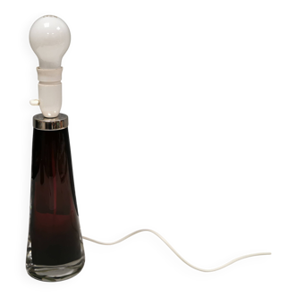Table lamp by Carl Fagerlund for Orrefors Glassworks Sweden 1960s in translucent and deep red glass.
