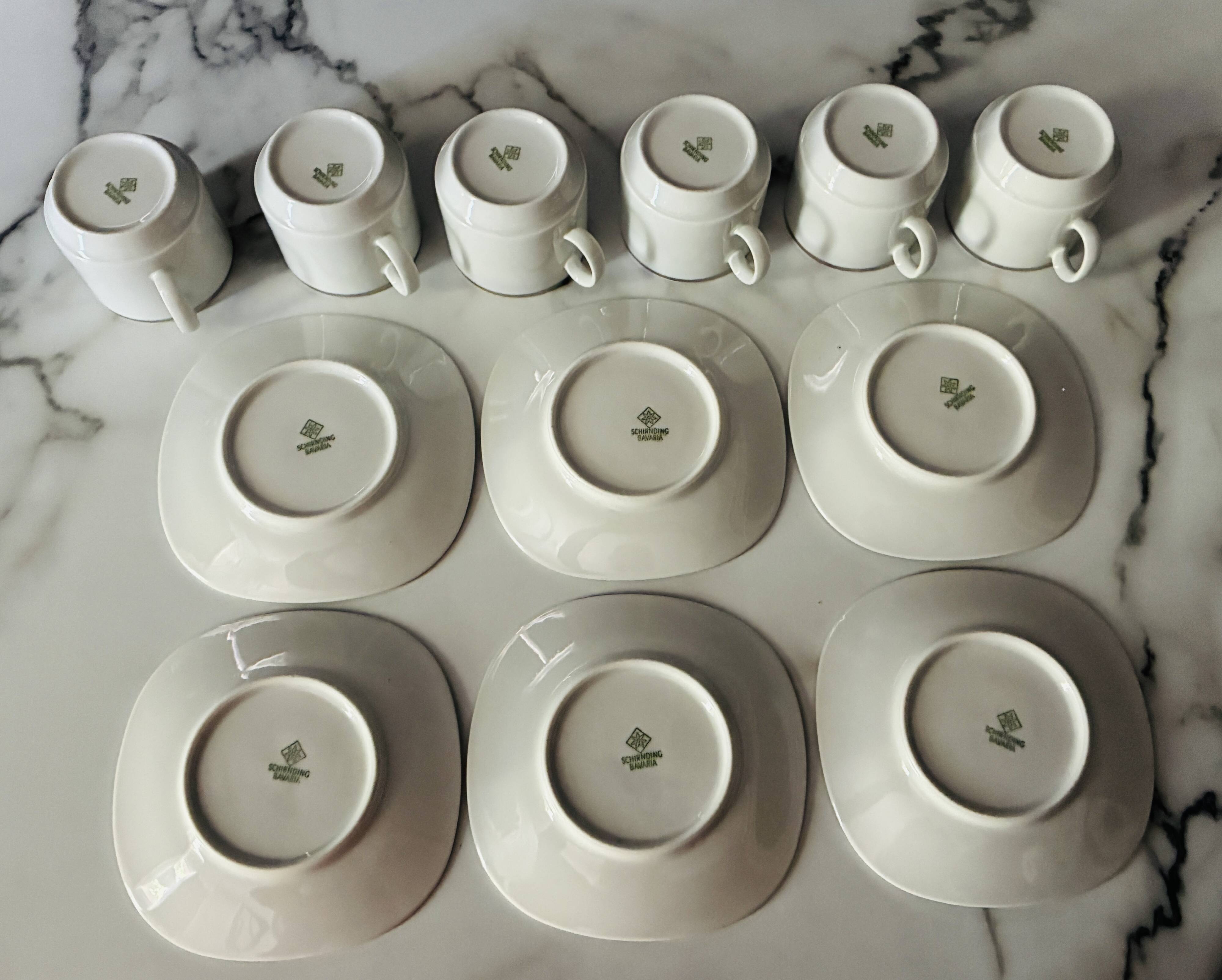 Coffee service cups and saucers porcelain Schirnding Bavaria