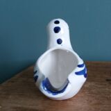 Zoomorphic bird ashtray, hand-decorated ceramic GL, Italy.