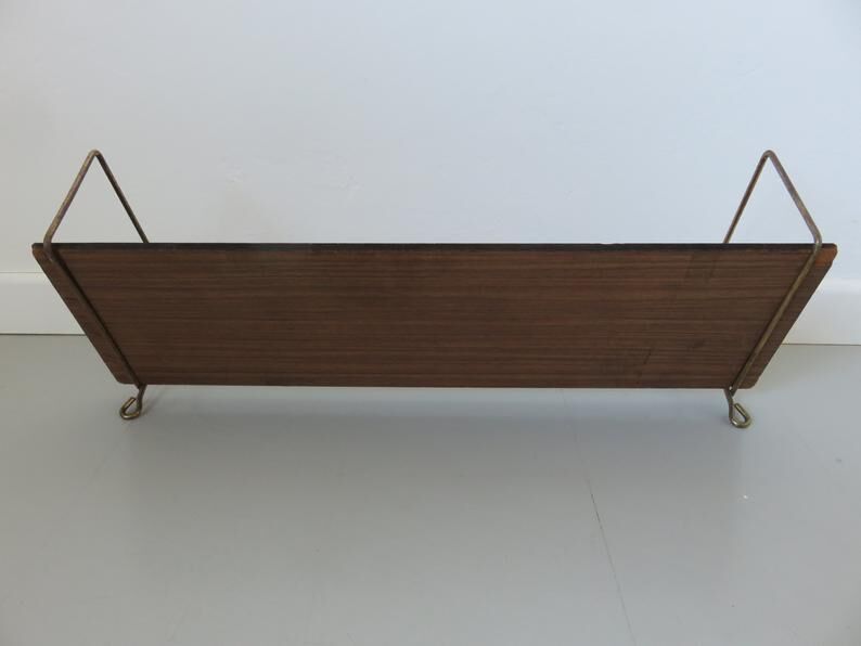 Gold metal shelf and formica veneer 60s