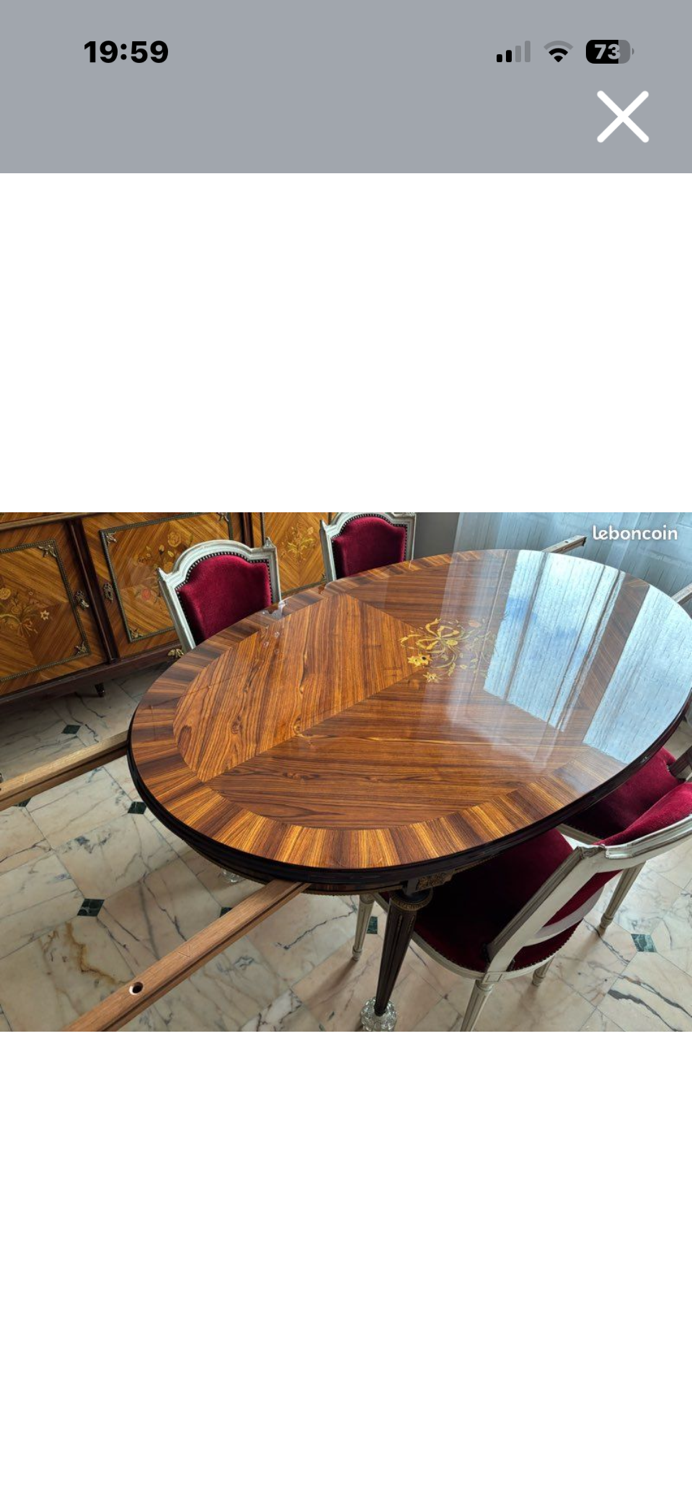 Louis XVI style oval marquetry table – 1.70 m