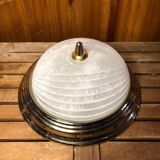 Old molded glass ceiling light with golden outline