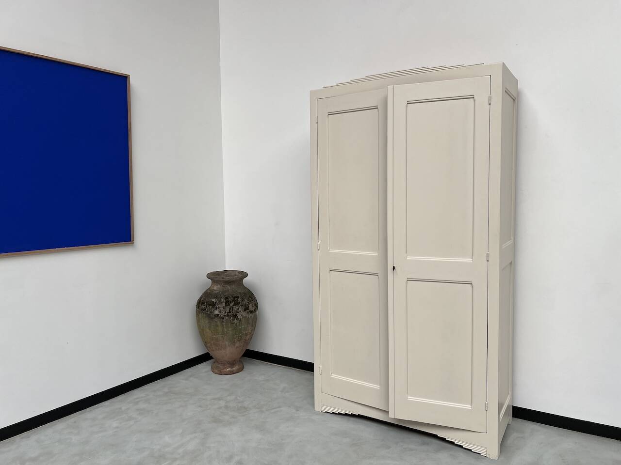 Restored 1930 art deco wardrobe, pure linen color