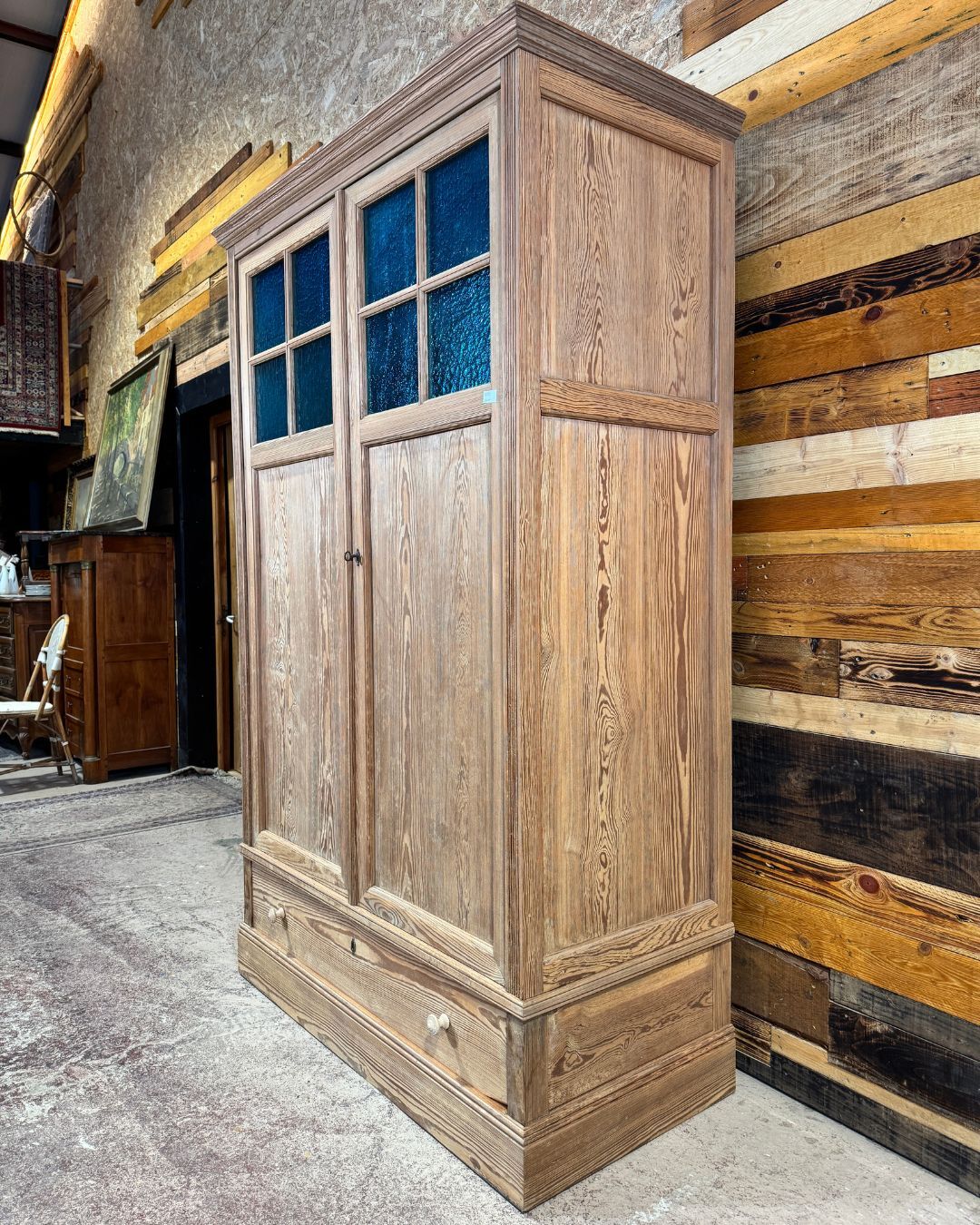 Antique wardrobe in solid pitch pine