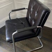 Vintage black leather and chrome executive chair - Italian design by Co.Fe.Mo - 80's