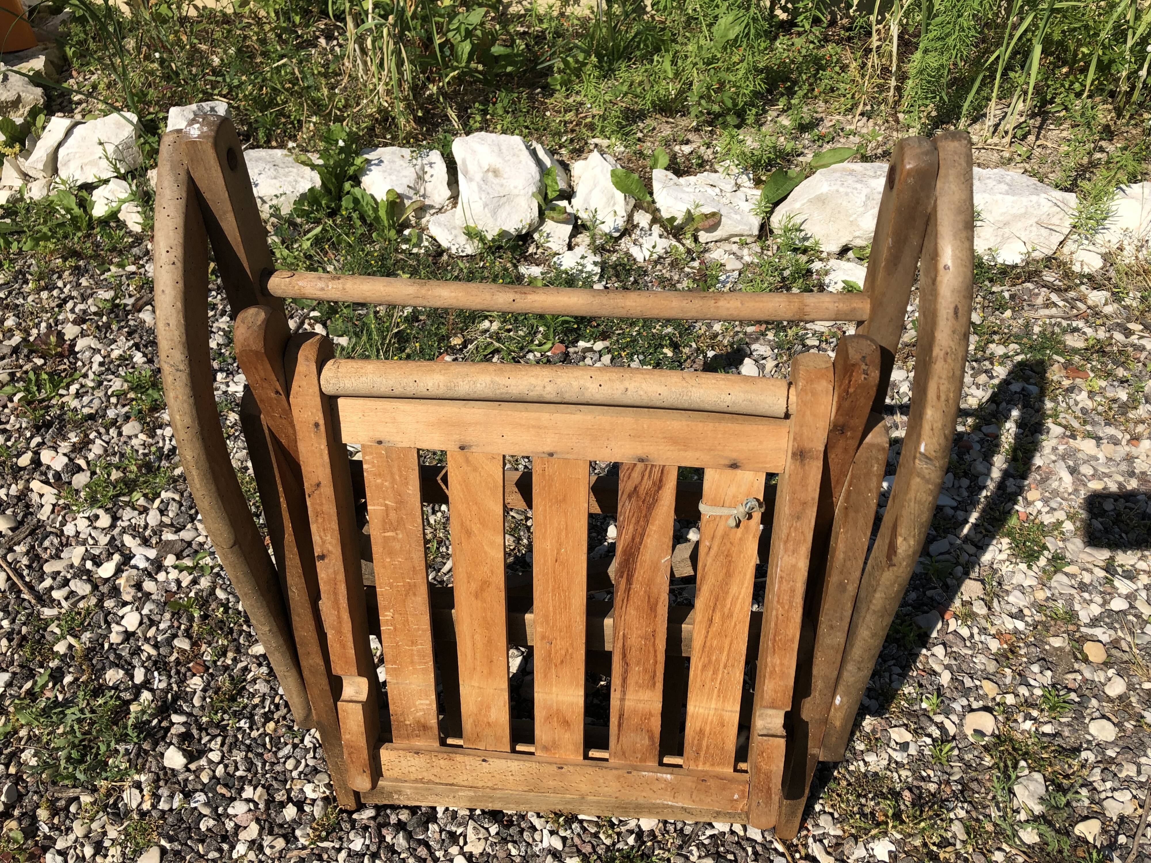 Old folding armchair wooden sitting vintage