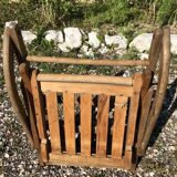 Fauteuil pliant en bois assise vintage