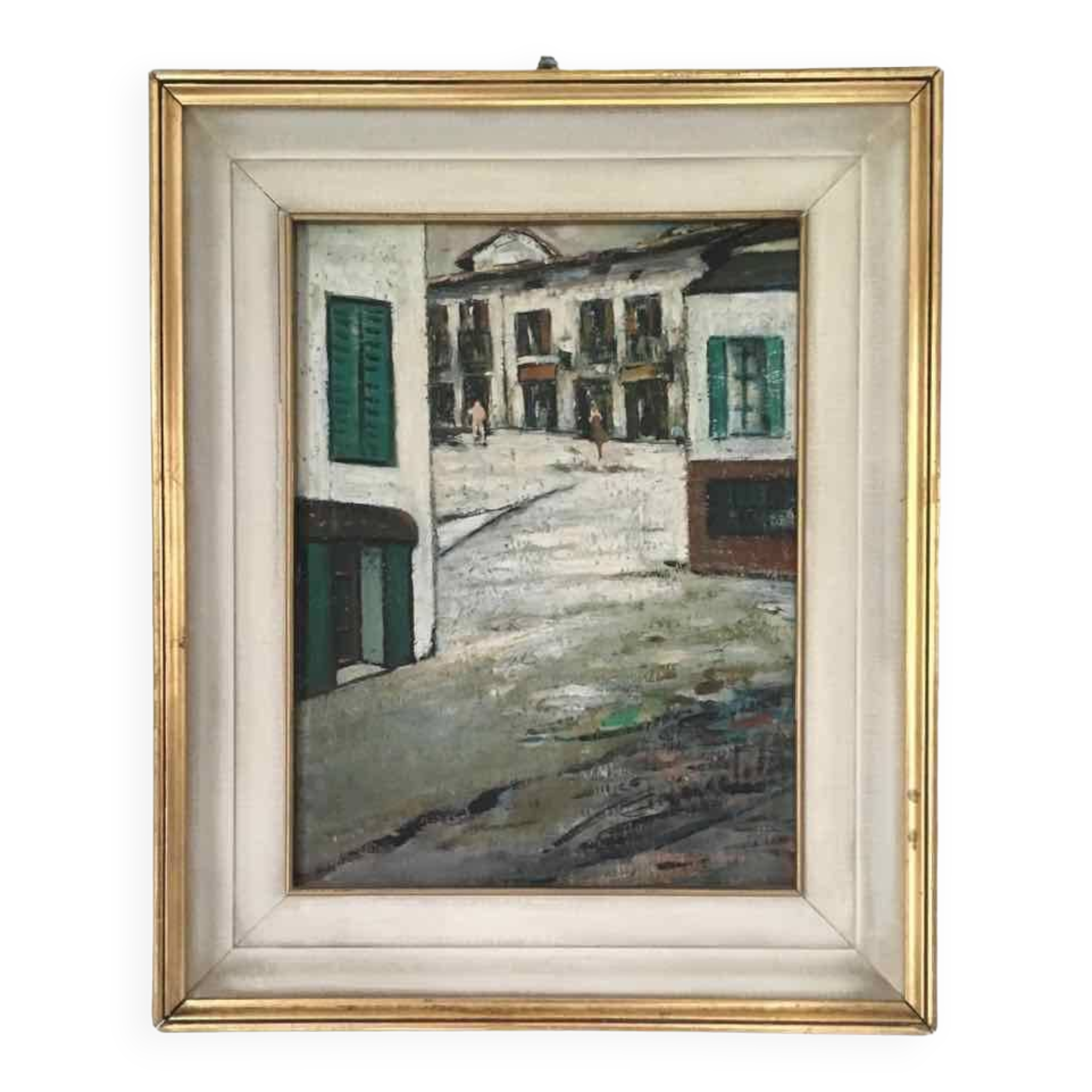 Tableau ancien village italien années 40