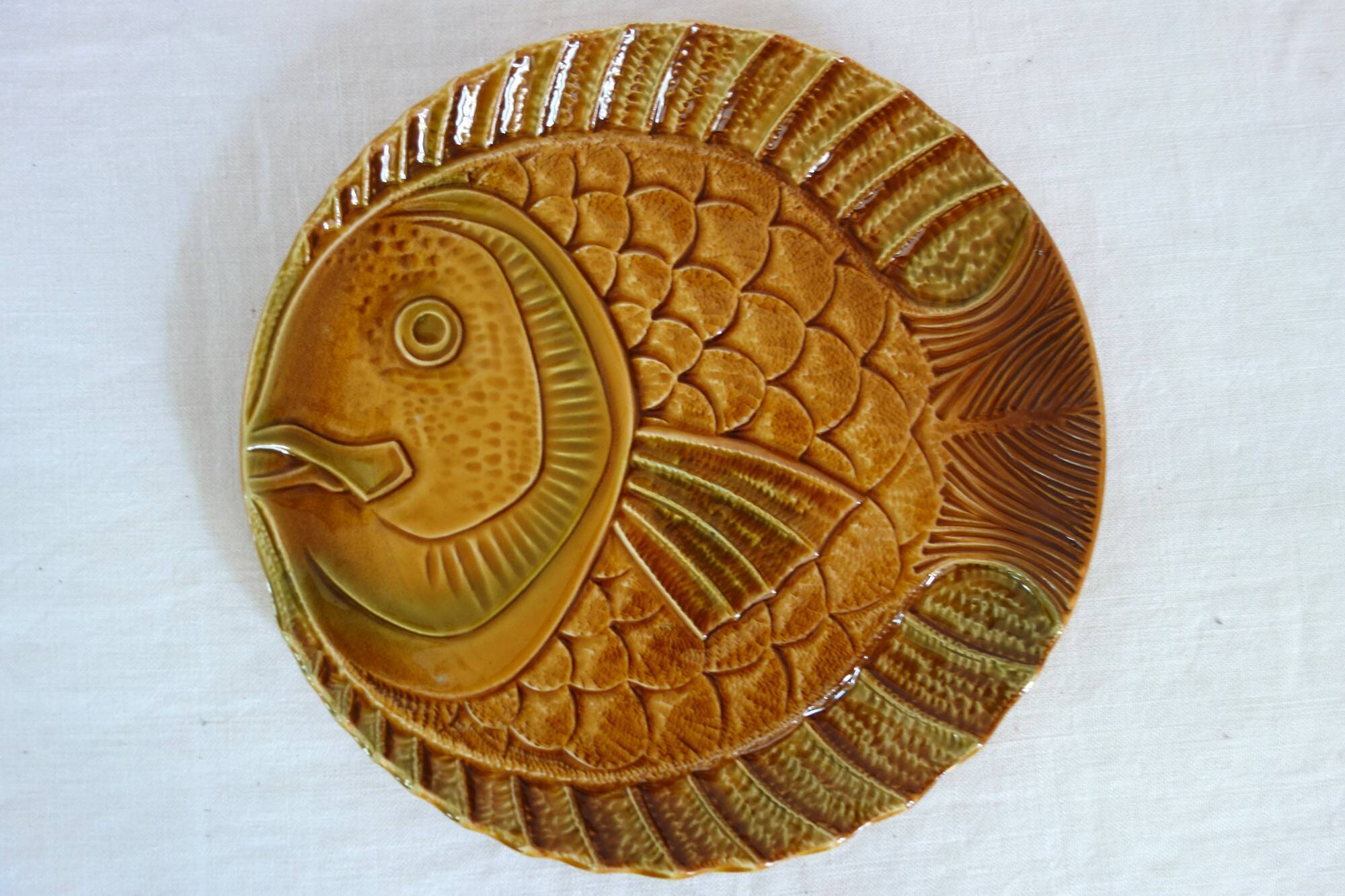 Fish service for 8 people, earthenware Sarreguemines.