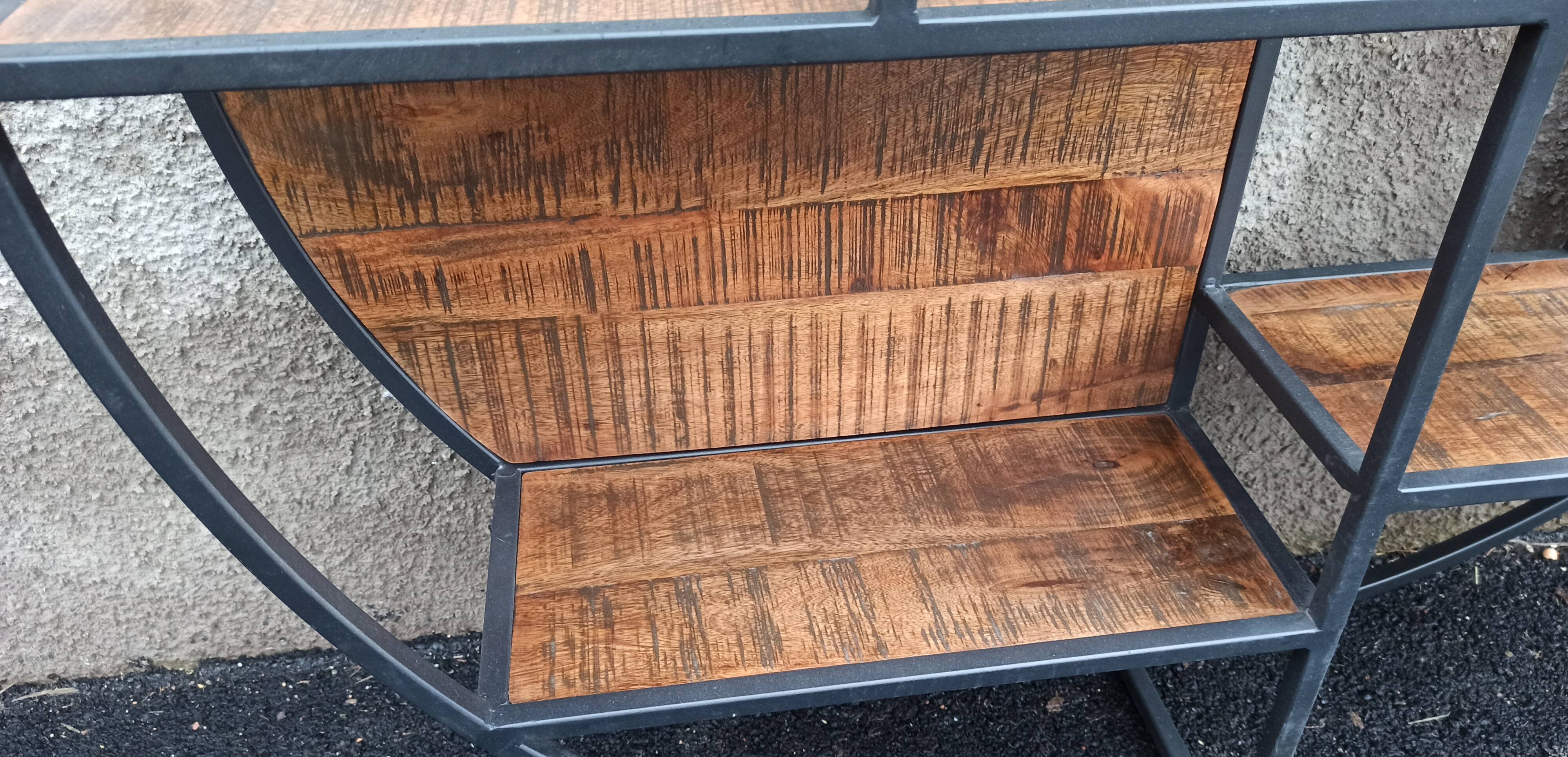 Round wall shelf wood and metal