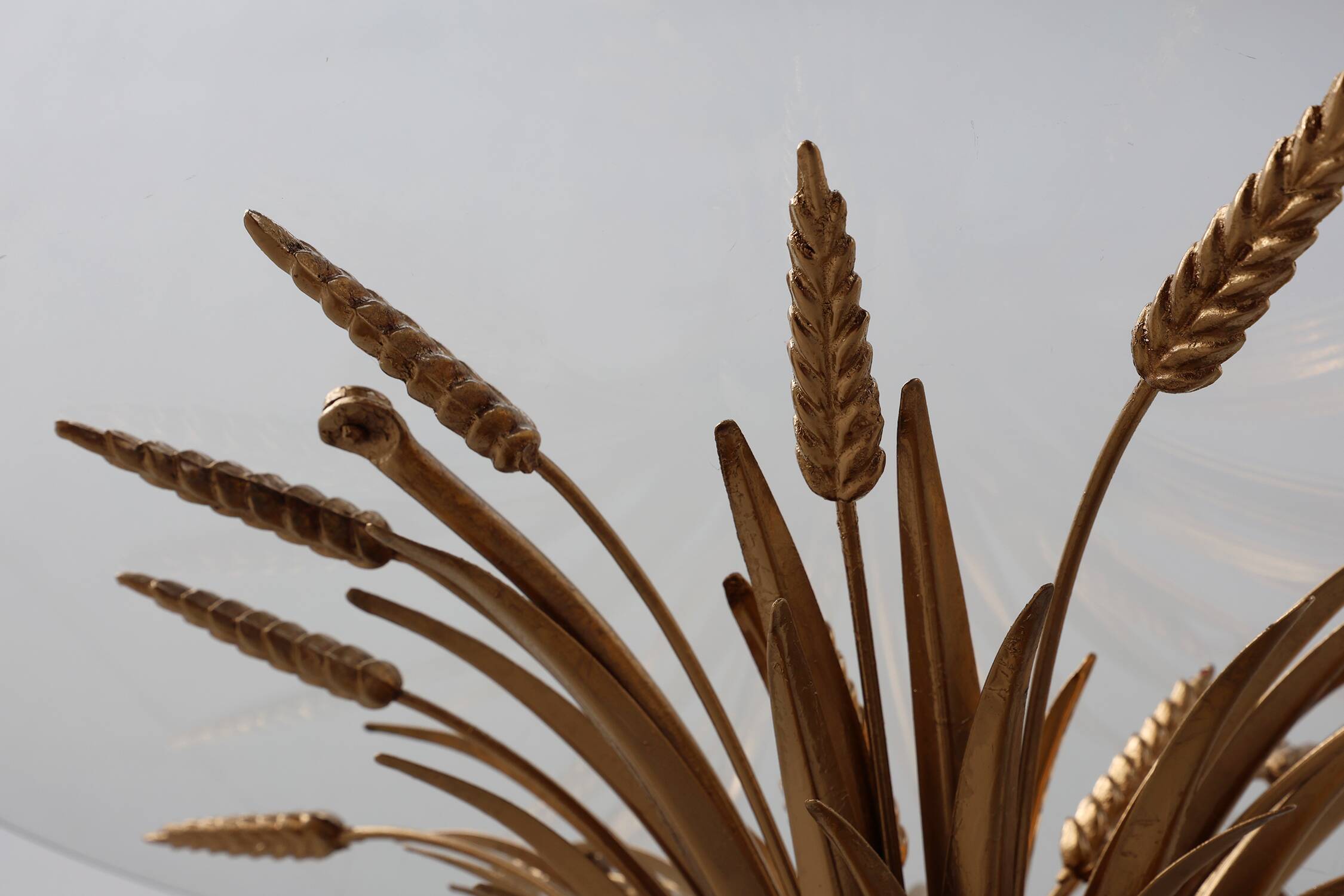 Hollywood regency gilt sheaf of wheat side table “coco chanel”, Italy 1960s