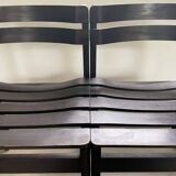 Set of vintage design slat chairs