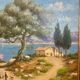 Oil painting on canvas, Mediterranean landscape, 20th century