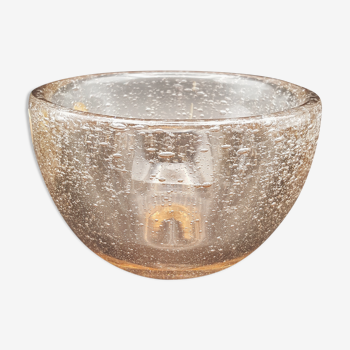 Coupe bol vide-poche bullée Biot verre soufflé rose