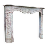 Louis XV Pompadour style fireplace in pink marble circa 1900