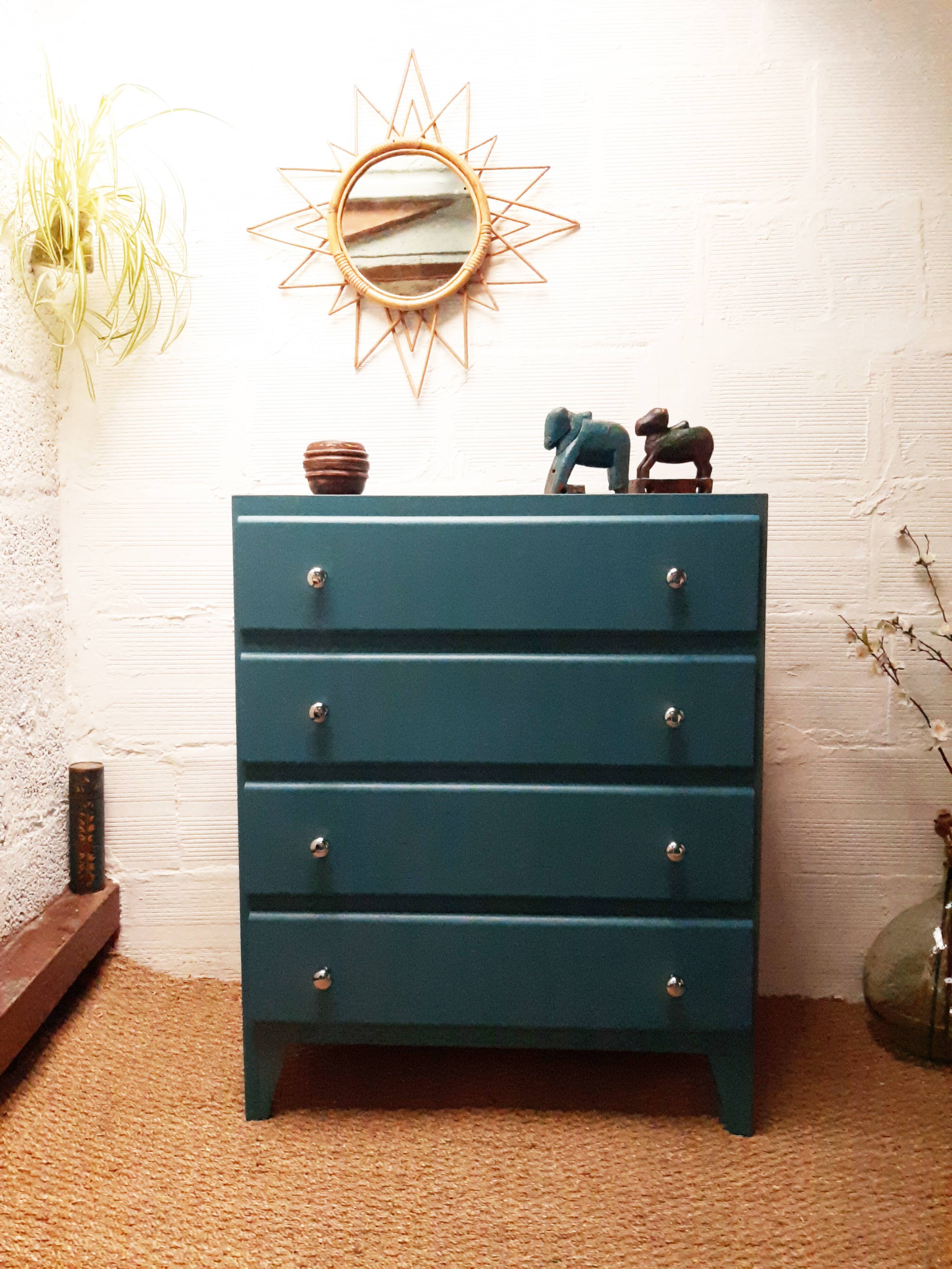 Vintage 30s dresser peacock blue