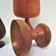 Five vintage turned wooden walking glasses