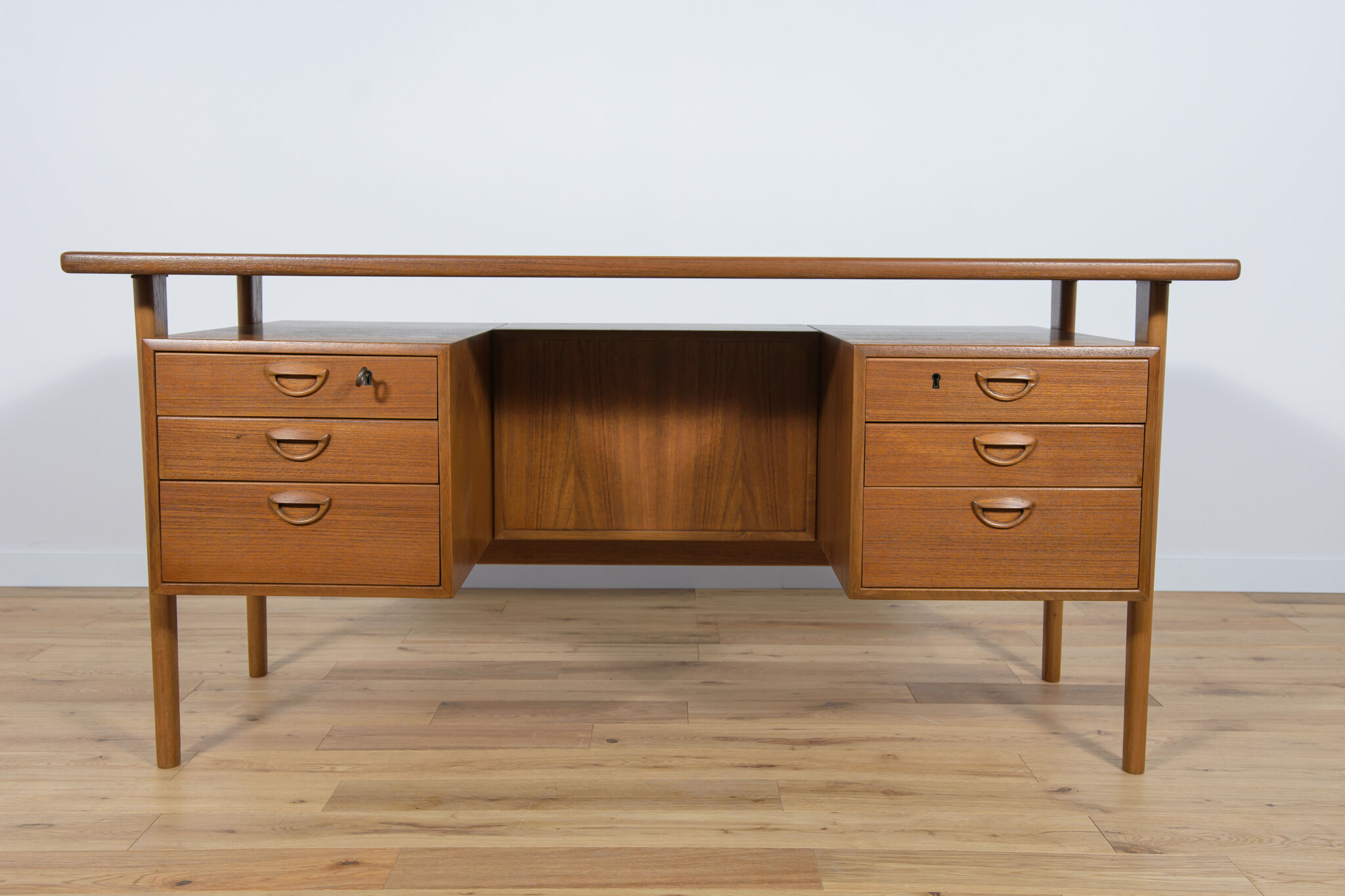 Mid-Century Danish Teak Desk by Kai Kristiansen for Feldballes Møbelfabrik, 1960s