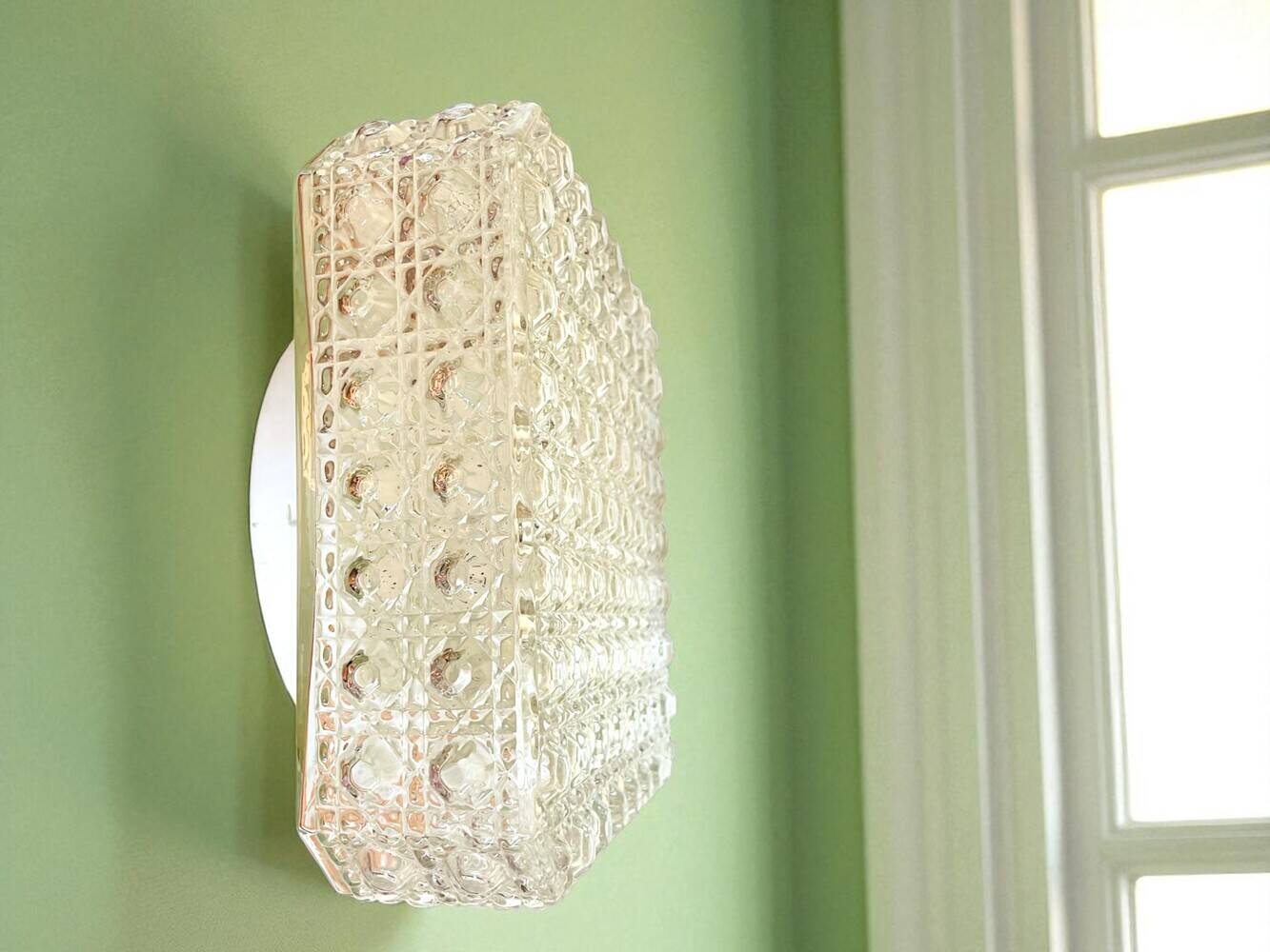 Square glass flush mount light ceiling or wall