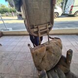 Chesterfield armchair with folding footrest