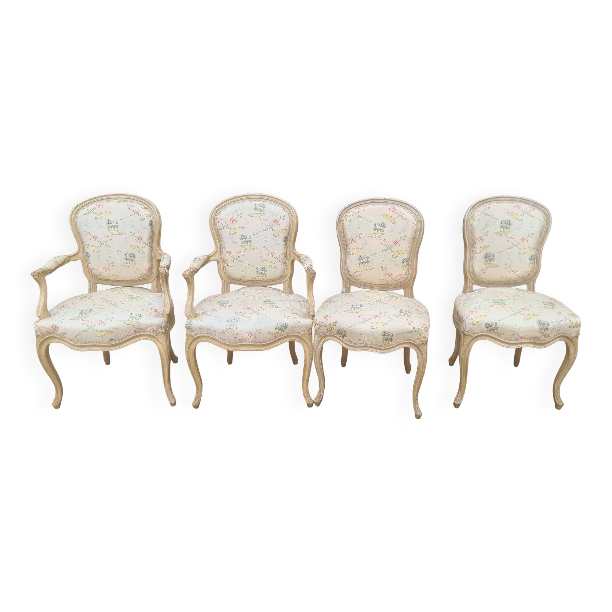 Suite of 2 armchairs + 2 chairs, louis xv style, 19th century