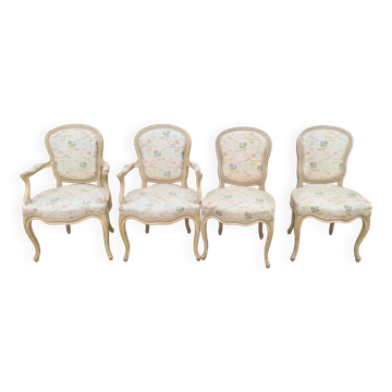 Suite of 2 armchairs + 2 chairs, louis xv style, 19th century