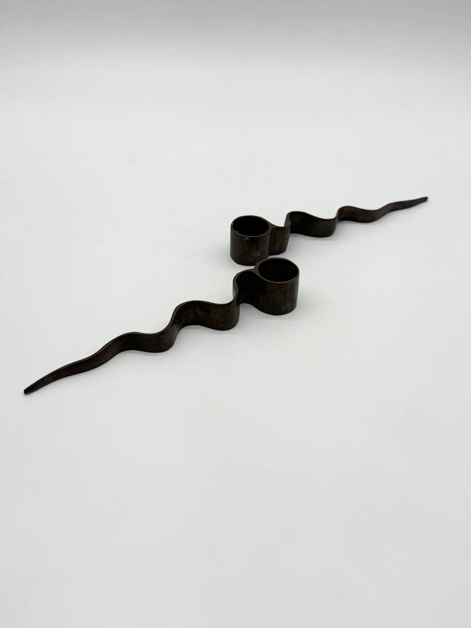 Pair of "Serpentine" candlesticks, modernist, 1970s