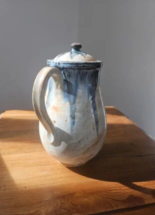 Glazed stoneware coffee pot - Biron art pottery - Vintage ceramics