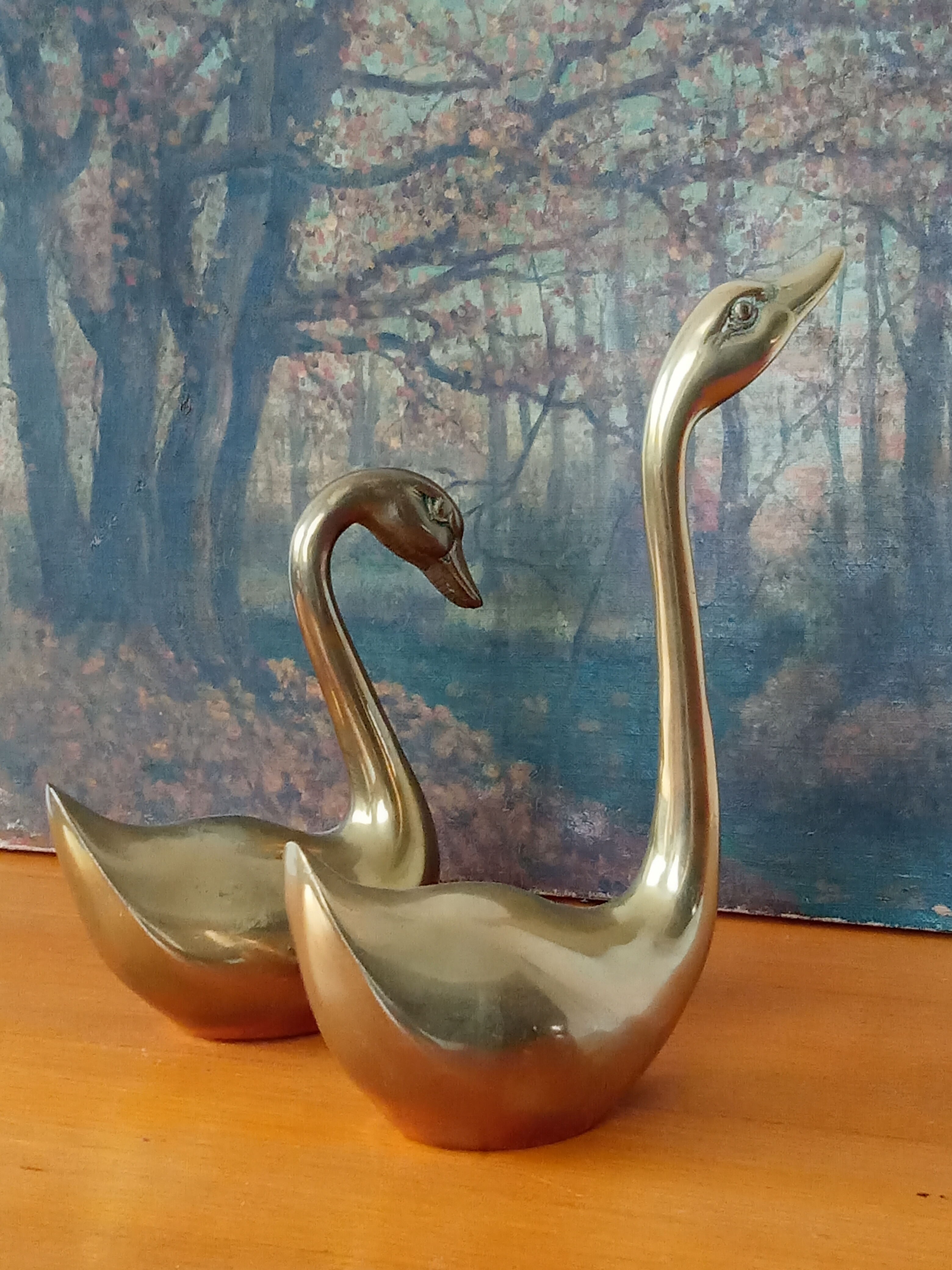 Paire de cygnes en laiton