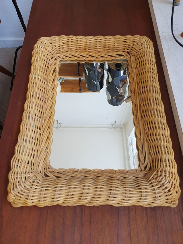 Mirror, braided rattan frame, 1960