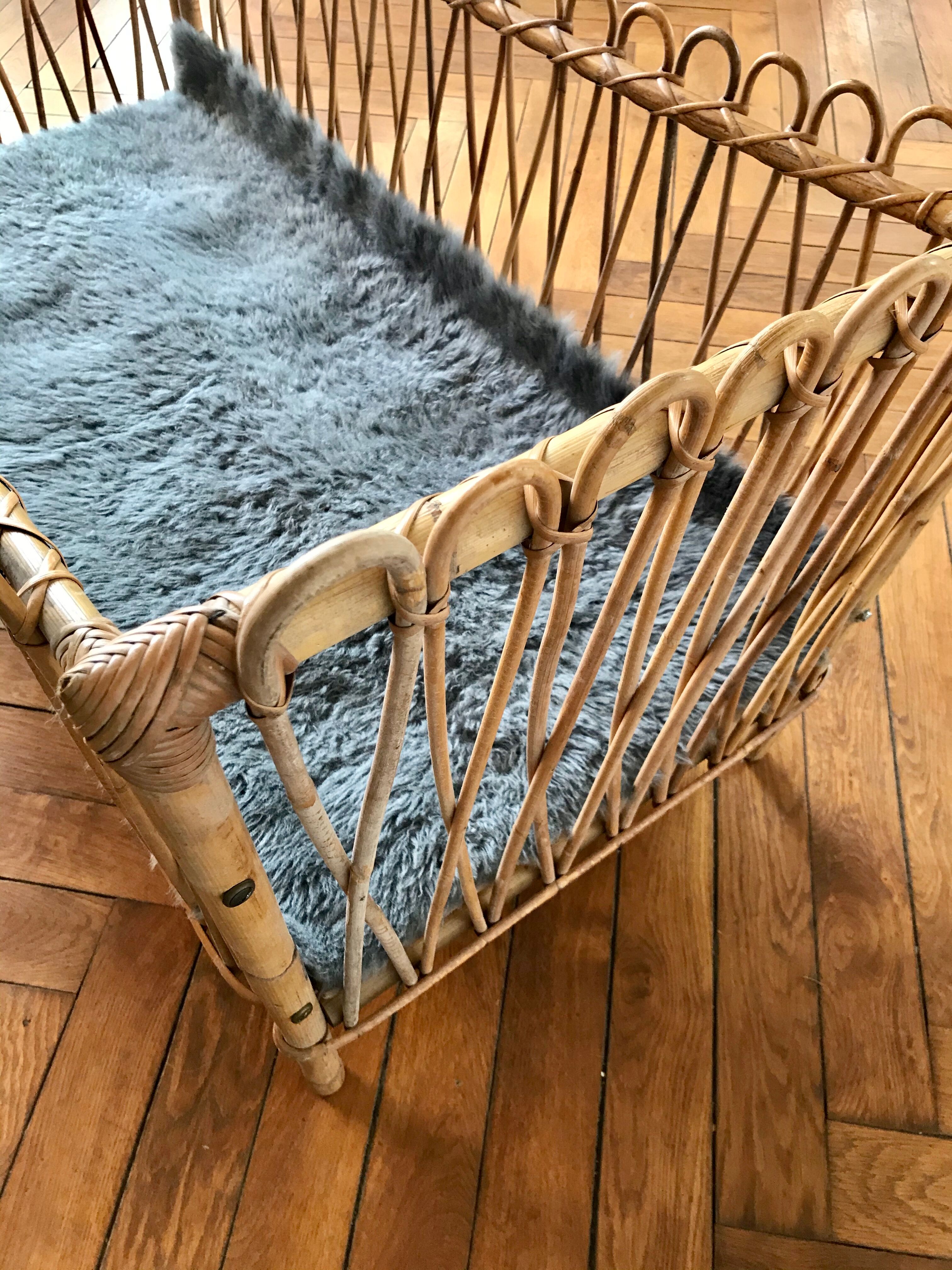 Rattan and bamboo child bed