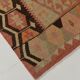 Turkish Vintage Kilim Rug: Shades Of Red Brown Handmade Wool Rug 160x417Cm