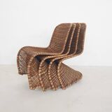 Set of four rattan S-chairs