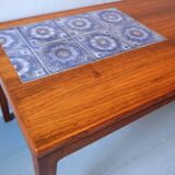 Danish rosewood and blue ceramic tile coffee table, Denmark 1960s