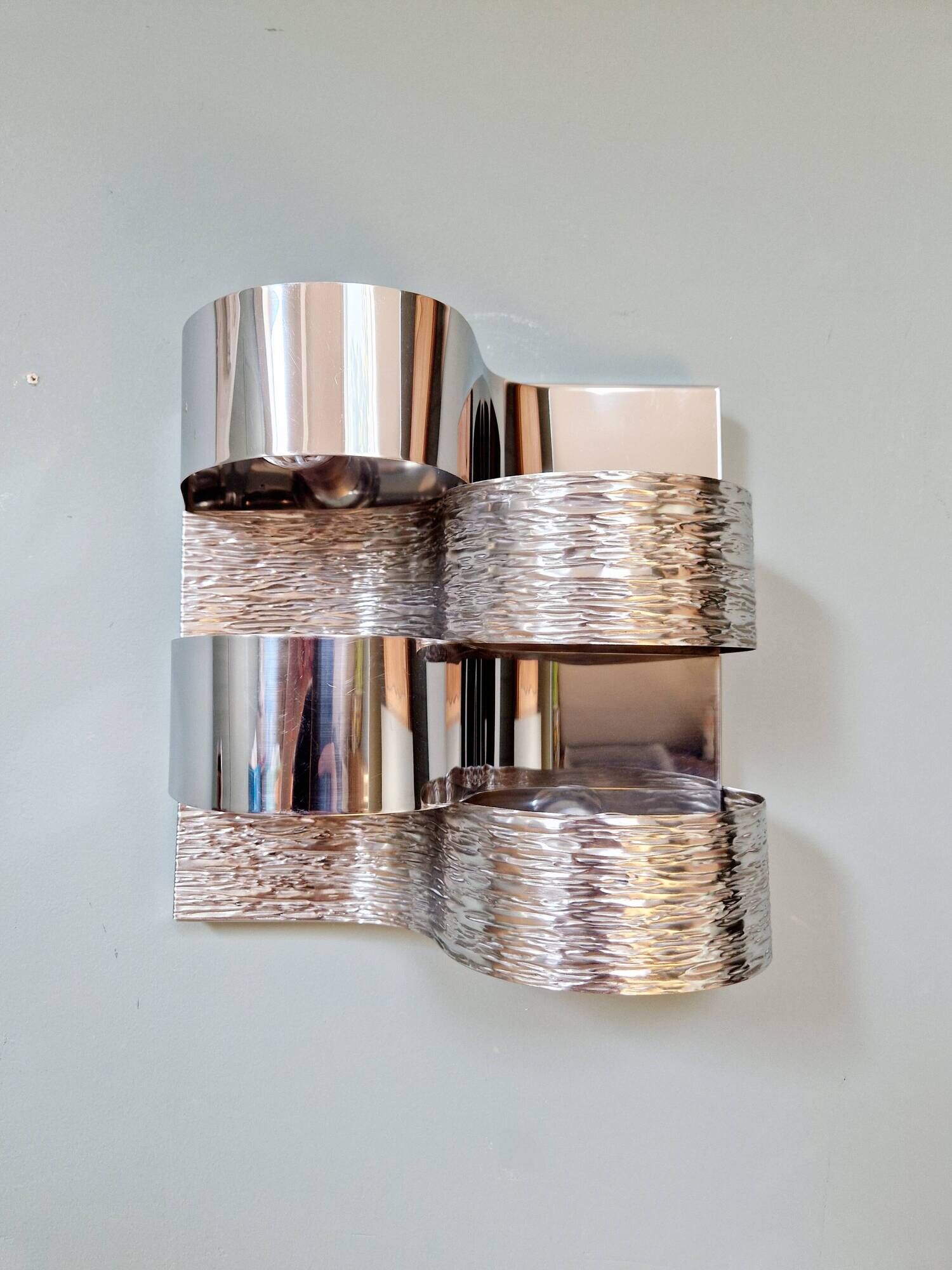 Chromed metal wall light, Goffredo Reggiani 1960s-70s