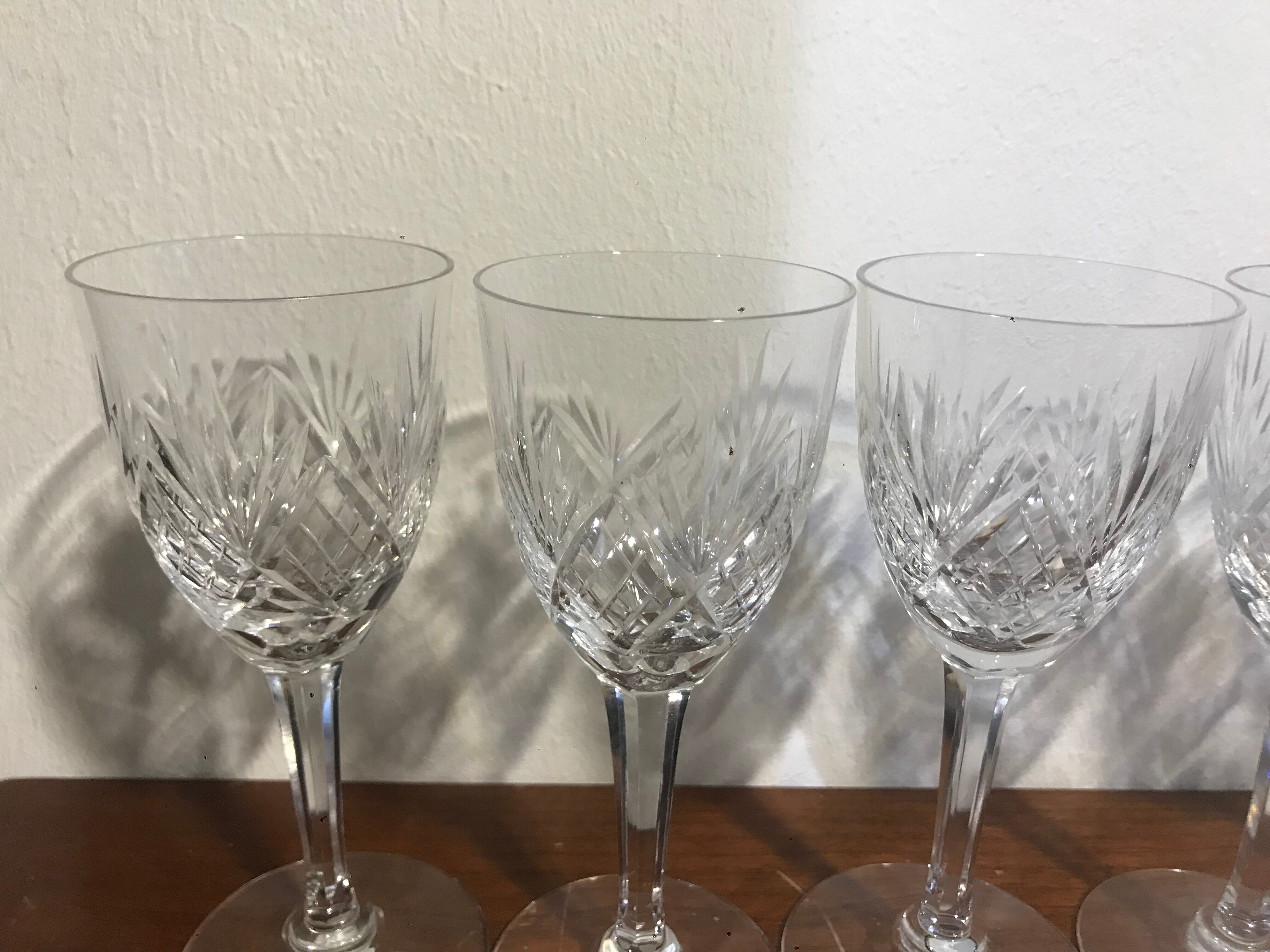 6 glasses of fine crystal white wine from Lorraine