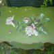 wooden side table painted flowers