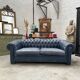 Canapé chesterfield en cuir bleu