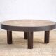 Coffee table signed Barrois, wood and stoneware table with plant decoration, France, interior decor.