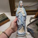 Antique Religious Biscuit Statuette Virgin Mary Sacred Heart
