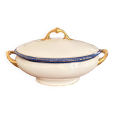 Large Soup Tureen Porcelain Limoges Blue Gold Betoule & Legrand France 1/2