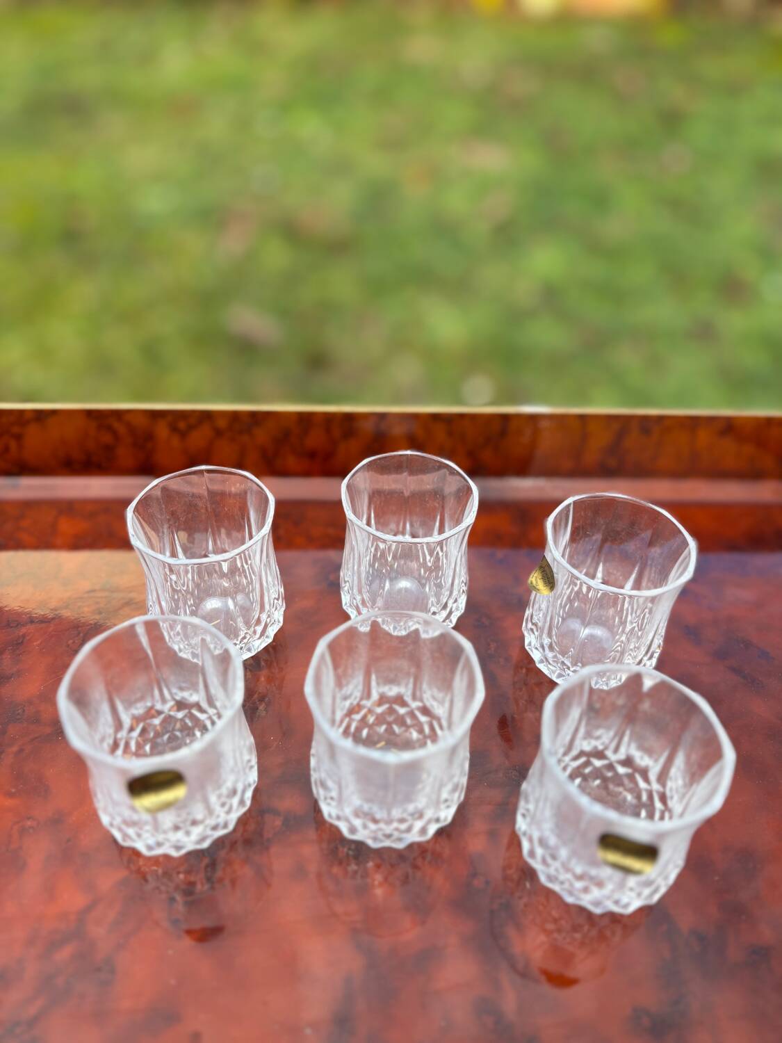Set of six crystal liqueur glasses