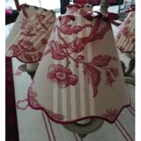 Lustre with 5 branches in bronze and grey, Gustavo style, lampshade in toile de Jouy.