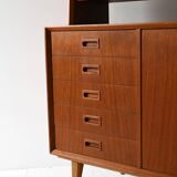 Vintage Scandinavian teak bookcase with drawers